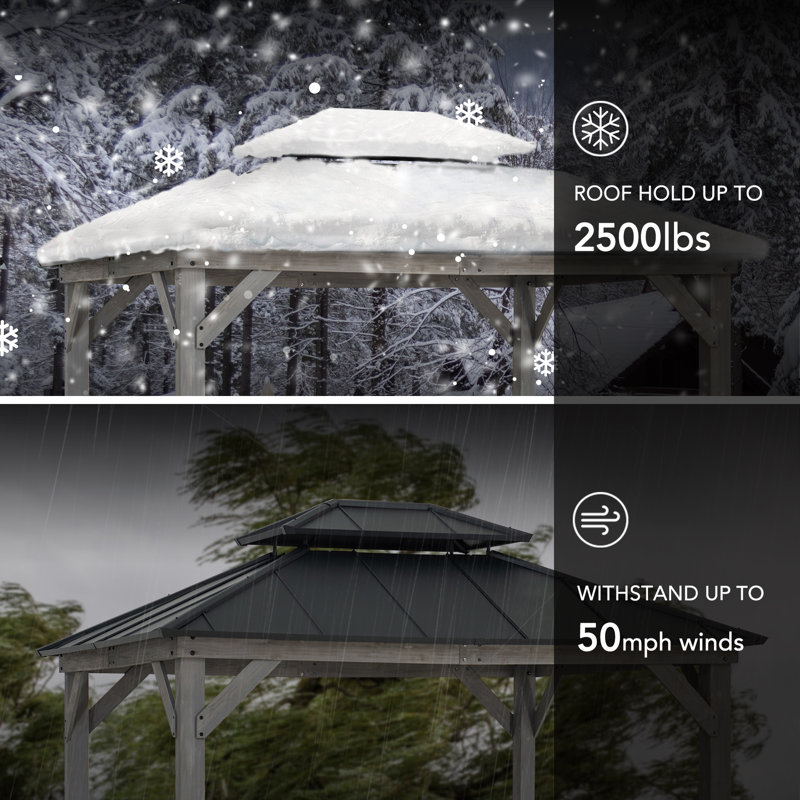 Sunjoy 10 x 12 ft. Wood Gazebo, Outdoor Patio Steel Hardtop Gazebo, Cedar Framed Wooden Gazebo with 2-Tier Metal Roof, Suitable for Patios, Lawn and Backyard & Reviews | Wayfair Sunjoy 10 x 12 ft. Wood Gazebo, Outdoor Patio Steel Hardtop Gazebo, Cedar Framed Wooden Gazebo with 2-Tier Metal Roof, Suitable for Patios, Lawn and Backyard & Reviews | Wayfair